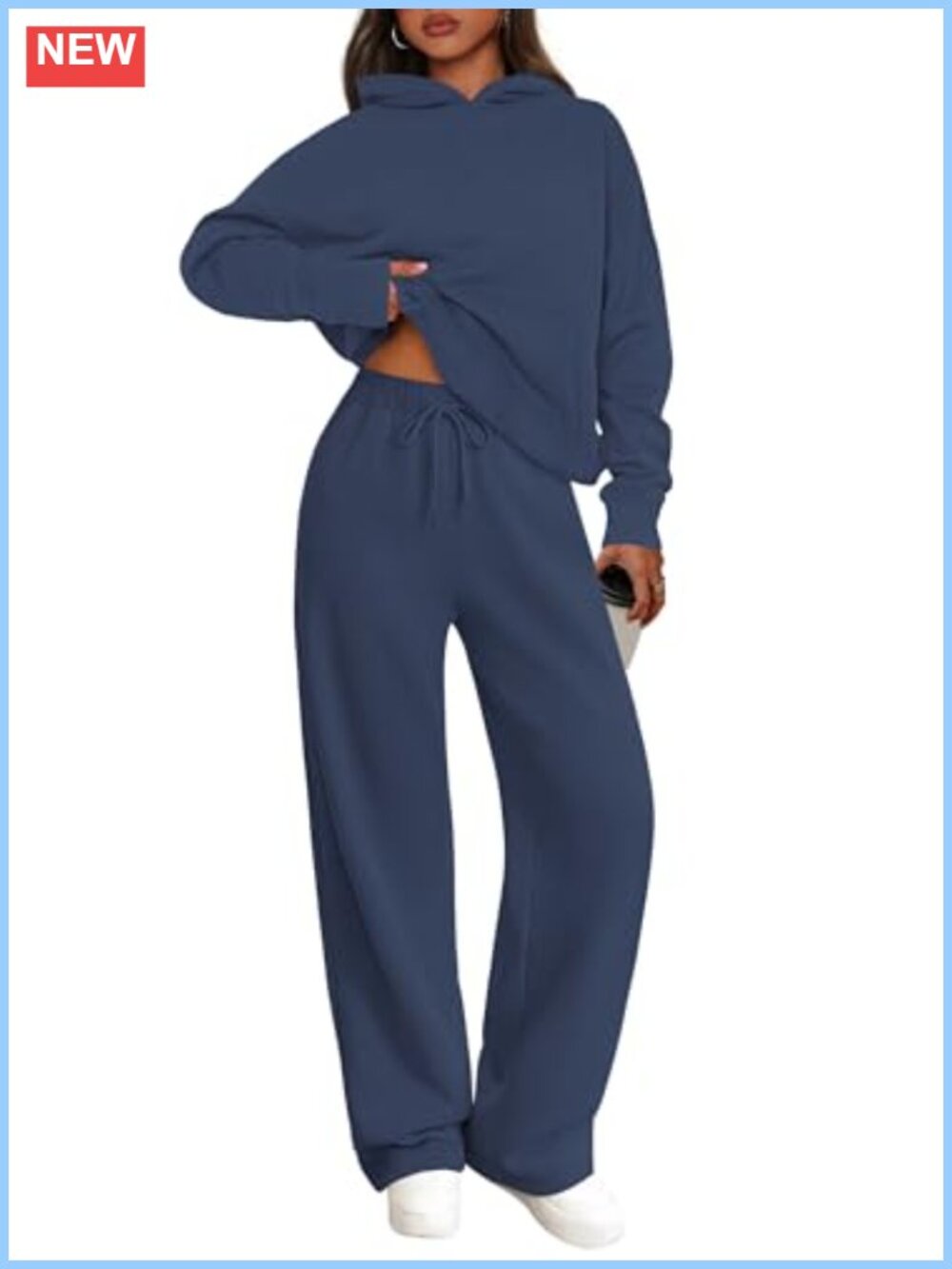 2 Piece Sweatsuit Lounge Set Cotton Polyester Oversized Hoodie Wide Leg Pants